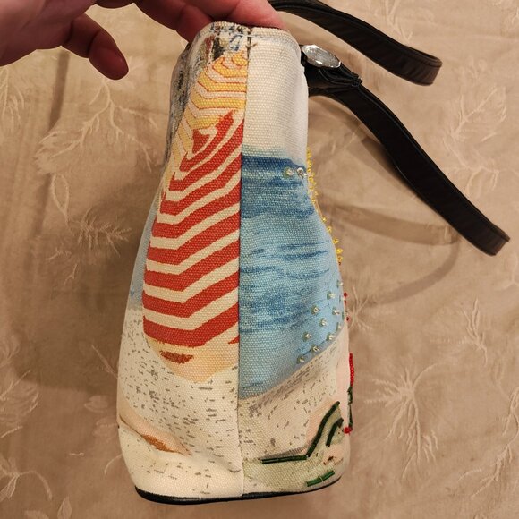 Vintage Beaded Woman on Beach Shoulder Bag, Excellent Used Condition! (EUC) - Picture 5 of 12